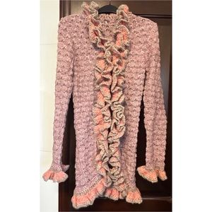 Free People Womens Light Purple Ruffled Long Cardigan Size Medium